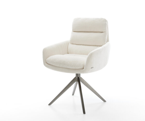 Étkezőszék Abelia-Flex karfás bouclé puha bézs kereszt láb széles grafit 360° forgatható billenő