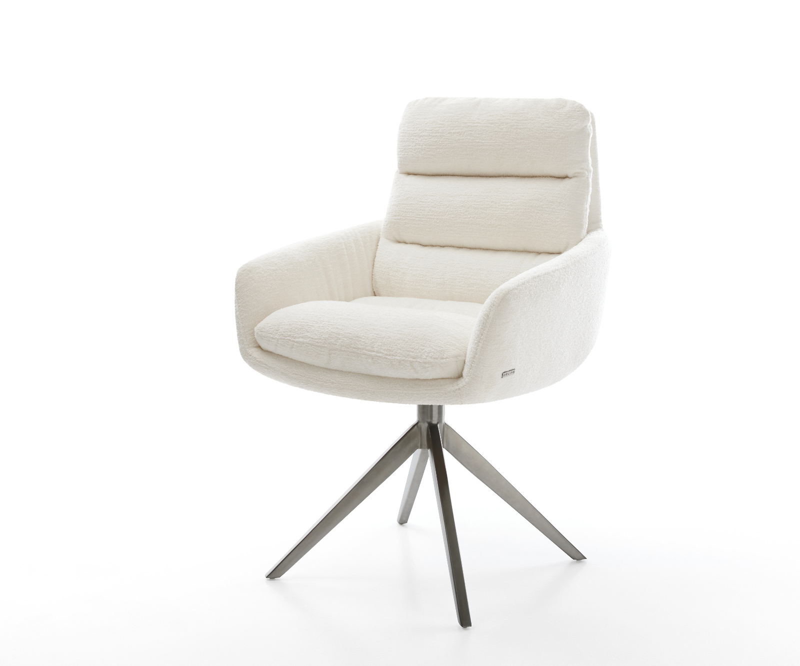 Étkezőszék Abelia-Flex karfás bouclé puha bézs kereszt láb széles grafit 360° forgatható billenő
