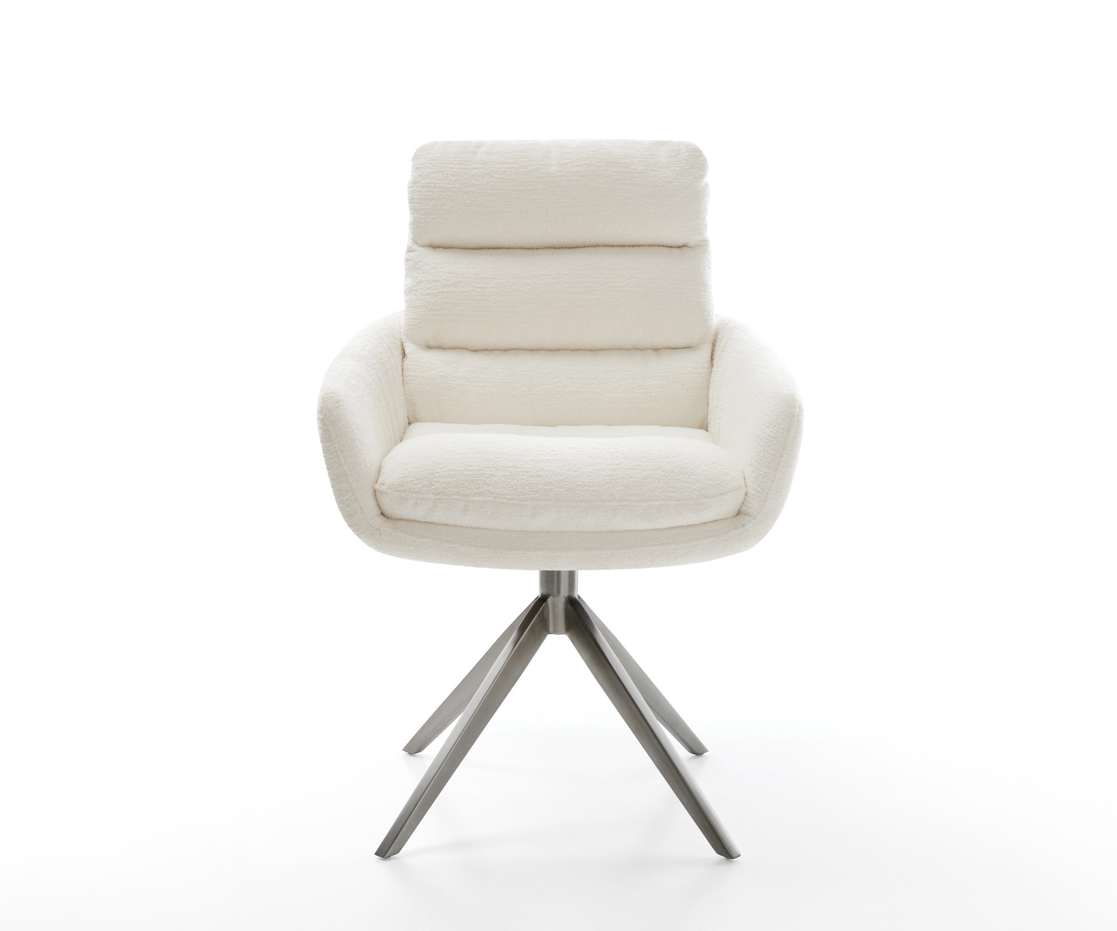 Étkezőszék Abelia-Flex karfás bouclé puha bézs kereszt láb széles grafit 360° forgatható billenő - Image 2