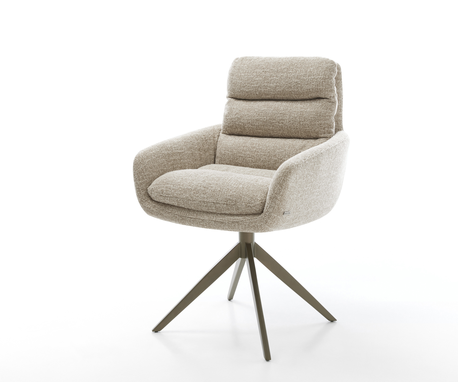 Étkezőszék Abelia-Flex karfás szövetszövet puha bézs kereszt láb széles titánszínű hatás 360°-ban forgatható billenő funkció
