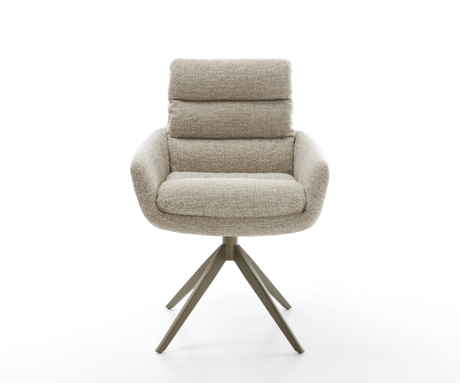 Étkezőszék Abelia-Flex karfás szövetszövet puha bézs kereszt láb széles titánszínű hatás 360°-ban forgatható billenő funkció - Image 2