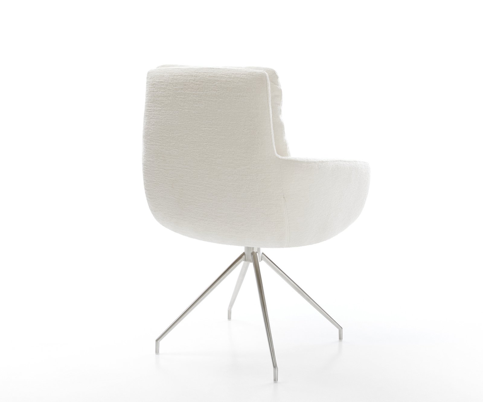 Étkezőszék Abelia-Flex karfás bouclé puha bézs kereszt láb kúpos rozsdamentes acél - Image 5