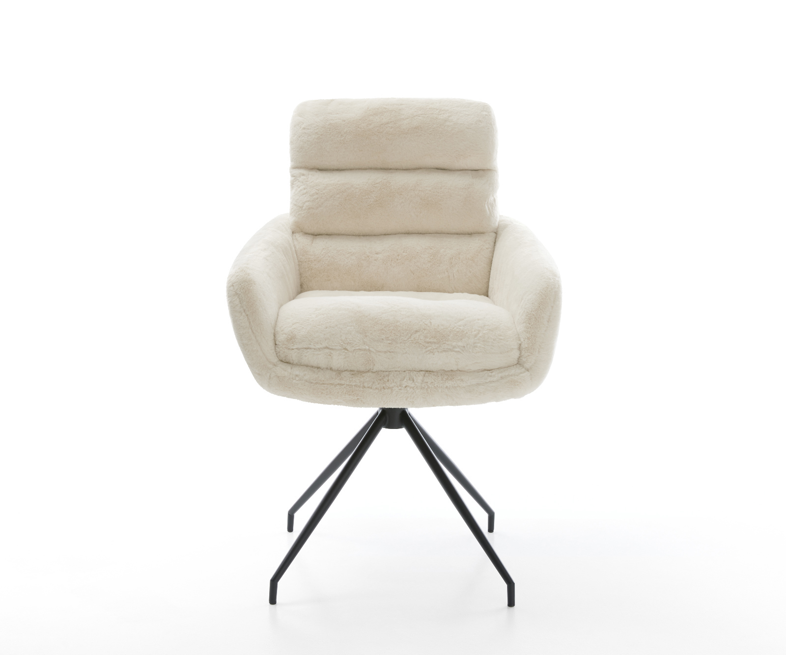 Étkezőszék Abelia-Flex karfás plüss krémfehér kereszt láb kúpos fekete - Image 2