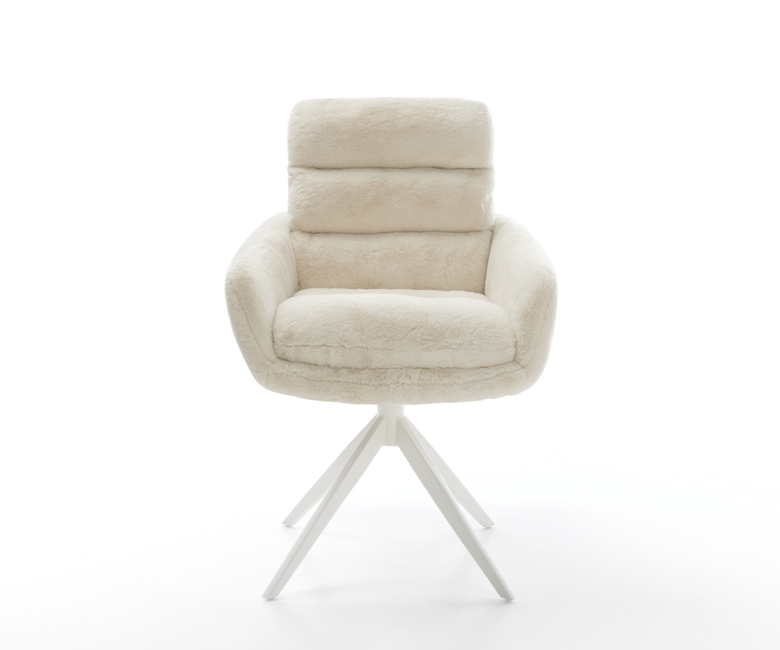 Étkezőszék Abelia-Flex karfás plüss krémfehér kereszt láb széles fehér 360° forgatható billenő - Image 2