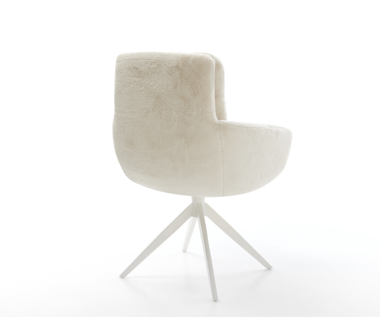 Étkezőszék Abelia-Flex karfás plüss krémfehér kereszt láb széles fehér 360° forgatható billenő - Image 5