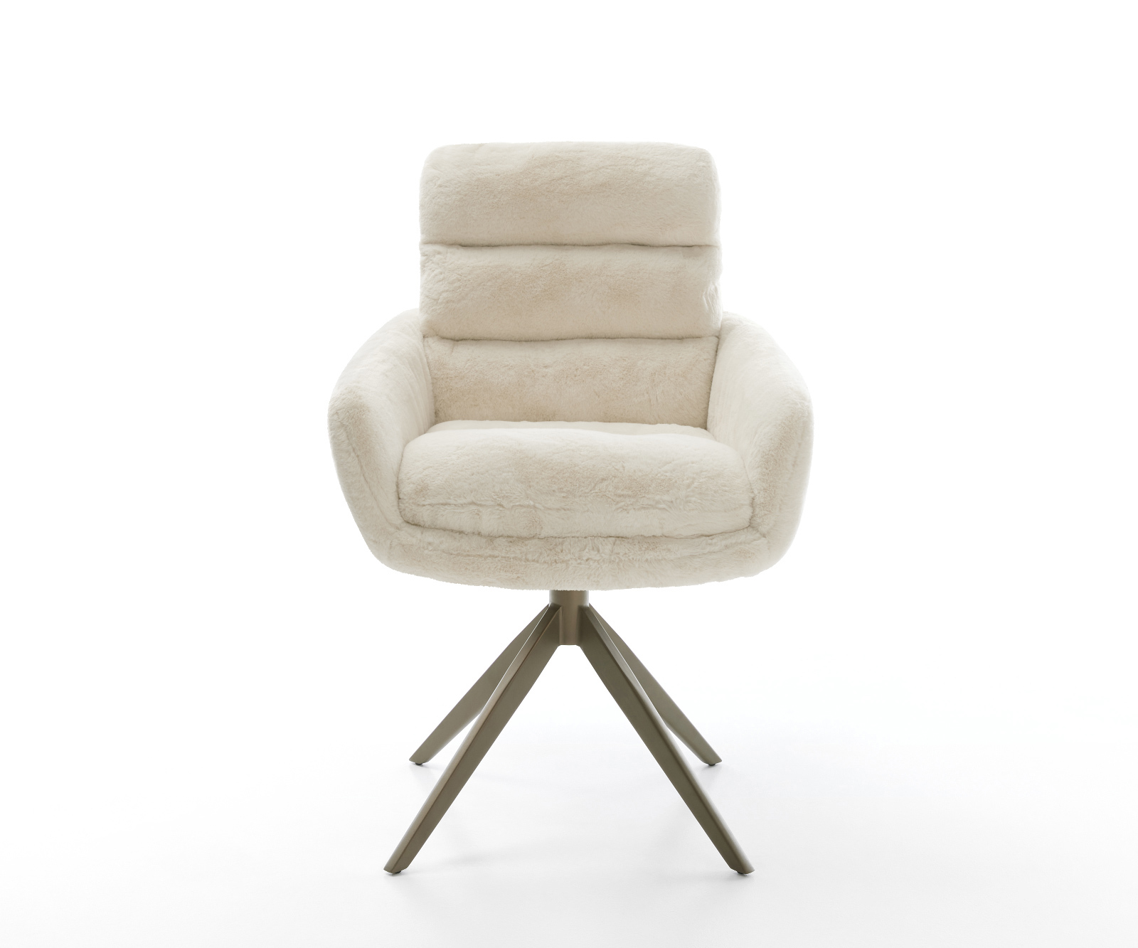 Étkezőszék Abelia-Flex karfás plüss krémfehér kereszt láb széles titán színű 360° forgatható billenő funkció - Image 2