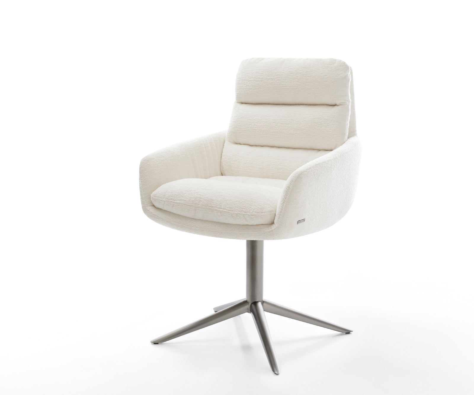 Étkezőszék Abelia-Flex karfás bouclé puha bézs kereszt láb grafit 360° forgatható billenő funkció