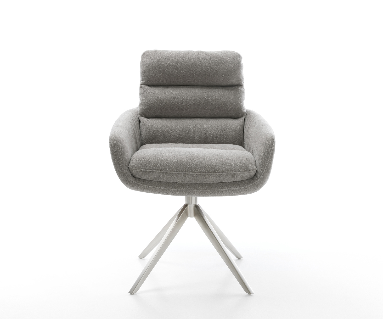 Étkezőszék Abelia-Flex kárpitozott karfás strukturált szövet puha szürke kereszt láb széles rozsdamentes acél 360° forgatható billenő - Image 2