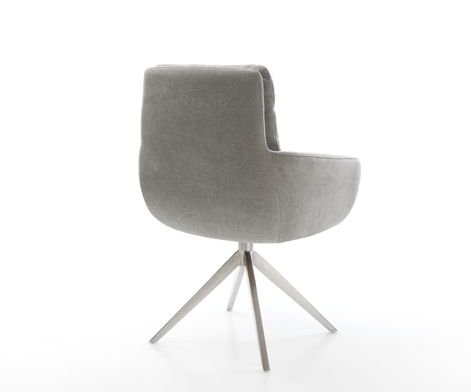 Étkezőszék Abelia-Flex kárpitozott karfás strukturált szövet puha szürke kereszt láb széles rozsdamentes acél 360° forgatható billenő - Image 5