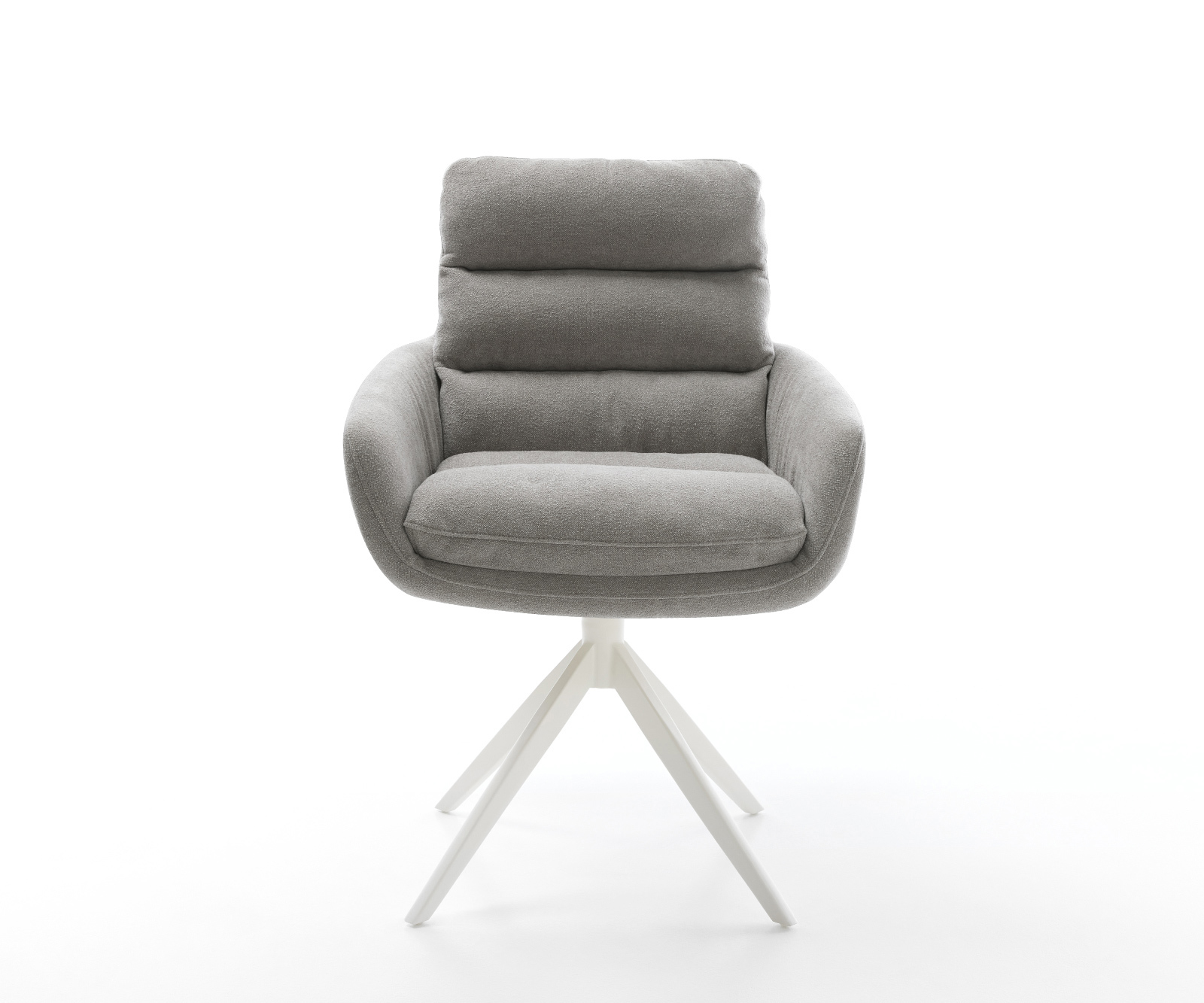 Étkezőszék Abelia-Flex karfás strukturált szövet puha szürke kereszt láb széles fehér 360° forgatható billenő funkció - Image 2