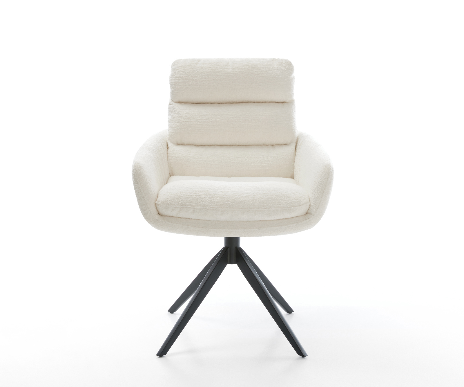 Étkezőszék Abelia-Flex karfás bouclé puha bézs kereszt láb széles fekete 360° forgatható billenő - Image 2