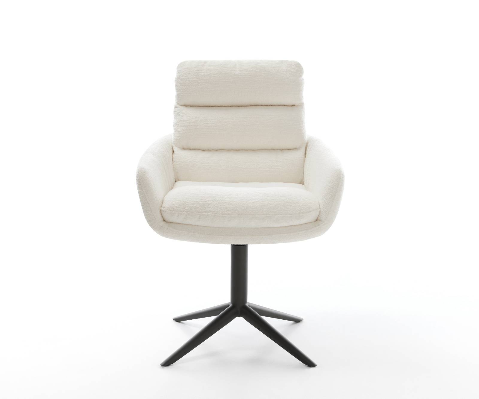 Étkezőszék Abelia-Flex karfás bouclé puha bézs fekete kereszt láb 360° forgatható billenő funkció - Image 2