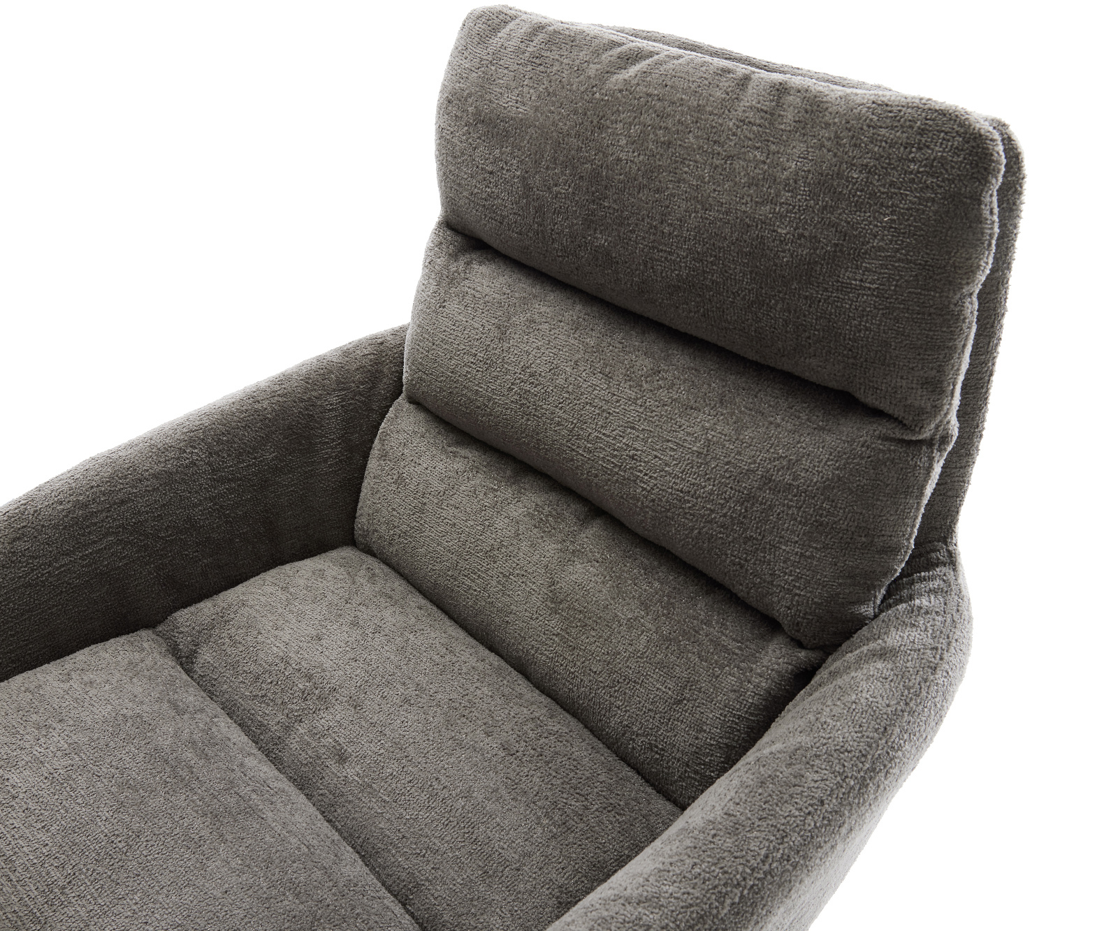 Étkezőszék Abelia-Flex karfás bouclé puha sötét bézs fehér kereszt láb 360° forgatható billenő - Image 4