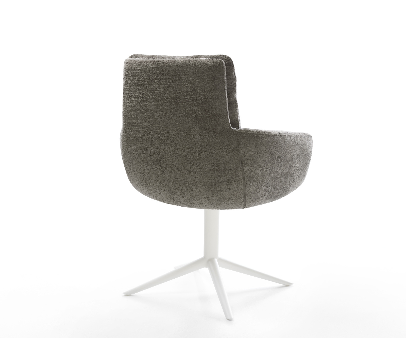 Étkezőszék Abelia-Flex karfás bouclé puha sötét bézs fehér kereszt láb 360° forgatható billenő - Image 5