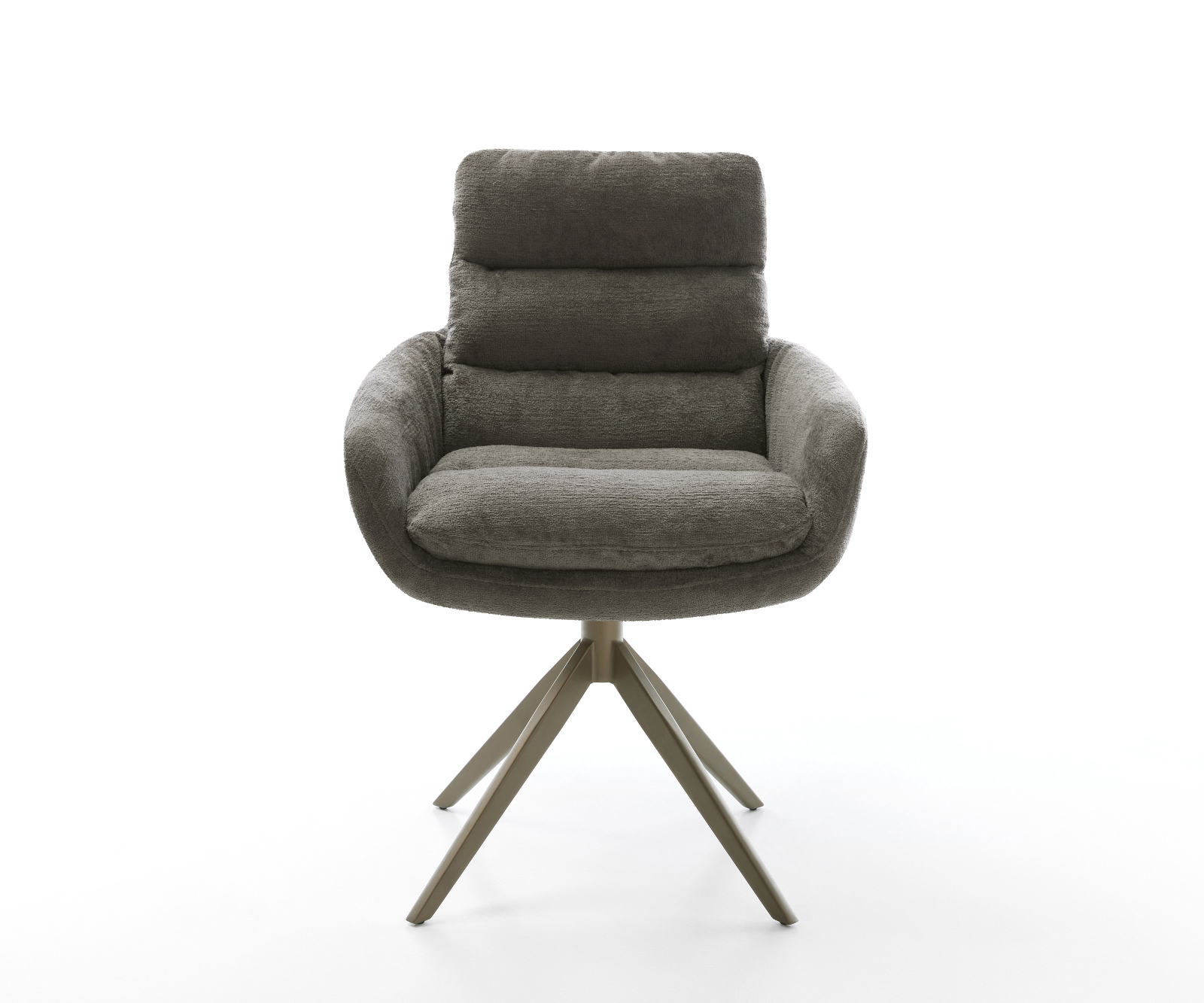 Étkezőszék Abelia-Flex karfás bouclé puha sötét bézs kereszt láb széles titán színű 360° forgatható billenő funkció - Image 2