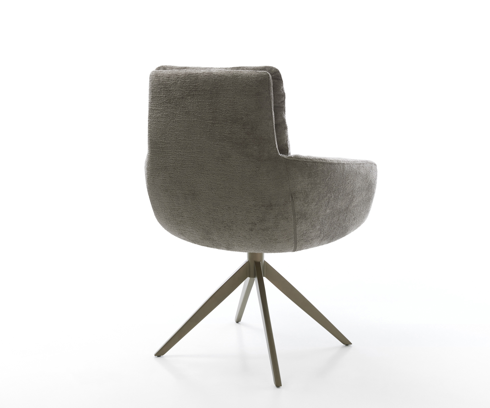 Étkezőszék Abelia-Flex karfás bouclé puha sötét bézs kereszt láb széles titán színű 360° forgatható billenő funkció - Image 5