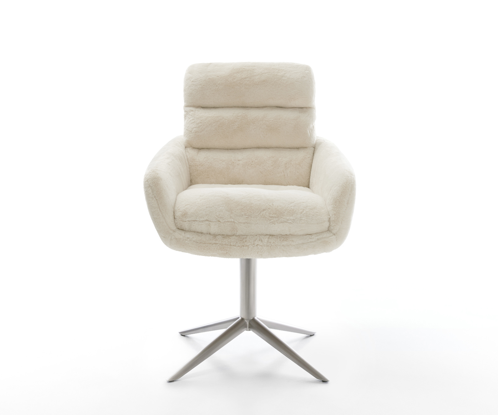 Étkezőszék Abelia-Flex karfás plüss krémfehér rozsdamentes acél kereszt láb 360° forgatható billenő - Image 2