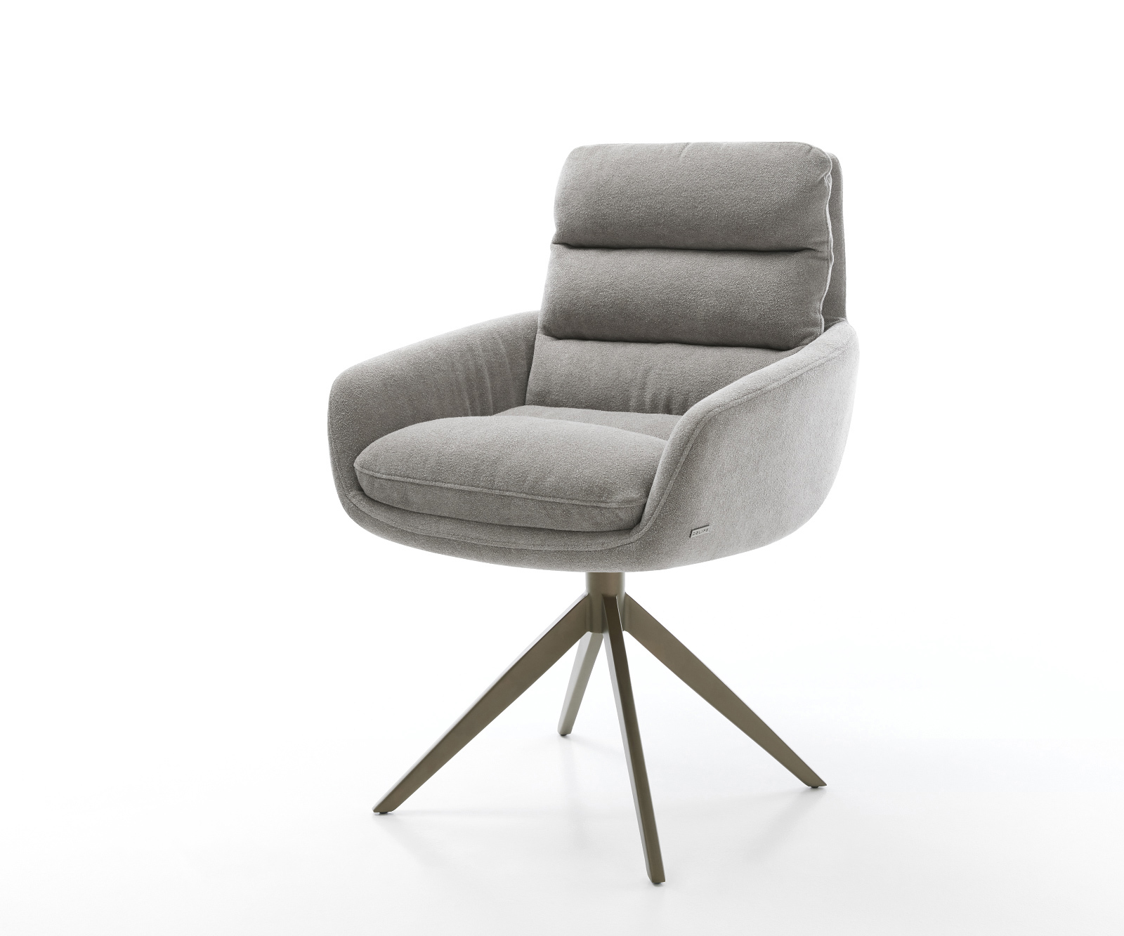 Étkezőszék Abelia-Flex karfás strukturált szövet puha szürke kereszt láb széles titán színű 360° forgatható billenő funkció