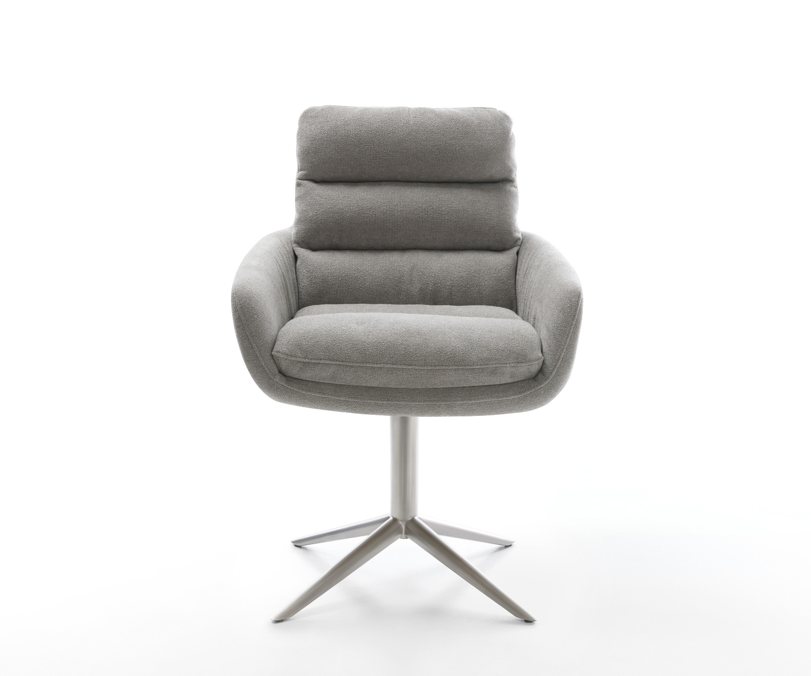 Étkezőszék Abelia-Flex karfás strukturált szövet puha szürke rozsdamentes acél kereszt láb 360° forgatható billenő funkció - Image 2