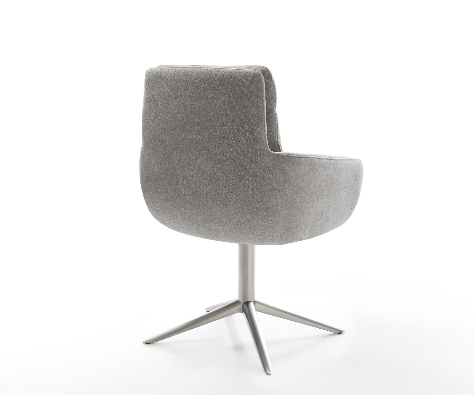 Étkezőszék Abelia-Flex karfás strukturált szövet puha szürke rozsdamentes acél kereszt láb 360° forgatható billenő funkció - Image 5