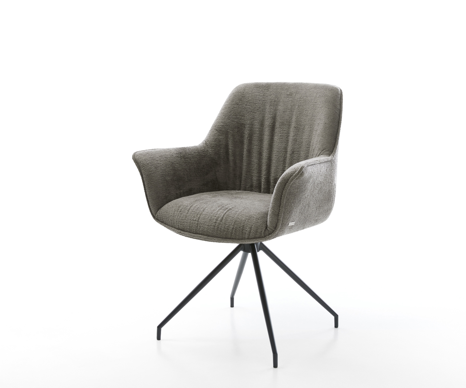 Étkezőszék Keila-Flex karfás bouclé puha sötét bézs kereszt láb kúpos fekete