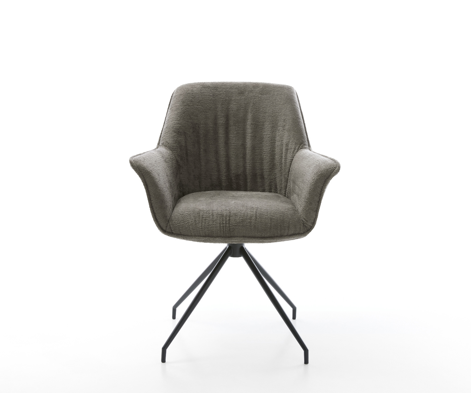 Étkezőszék Keila-Flex karfás bouclé puha sötét bézs kereszt láb kúpos fekete - Image 2