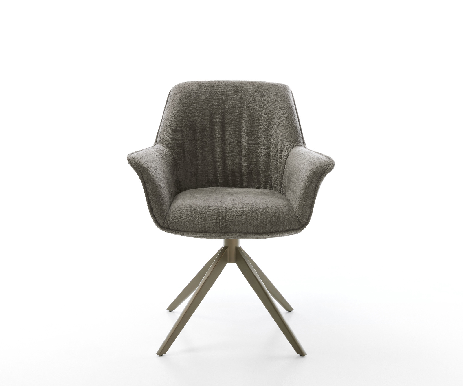 Étkezőszék Keila-Flex karfás bouclé puha sötét bézs kereszt láb széles titán színű 360° forgatható billenő - Image 2