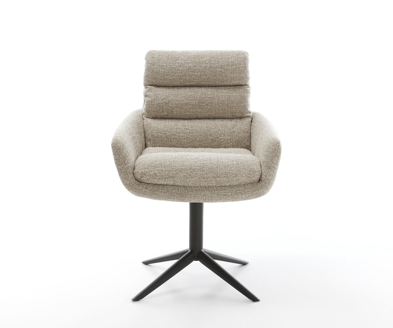 Étkezőszék Abelia-Flex kárpitozott karfás szövetszövet puha bézs fekete kereszt láb 360° forgatható billenő - Image 2