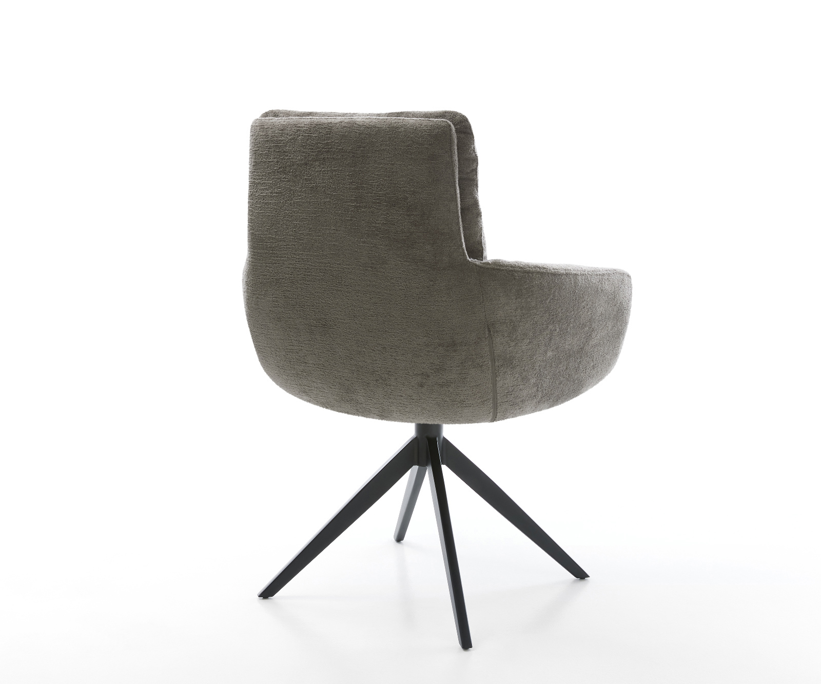 Étkezőszék Abelia-Flex karfás bouclé puha sötét bézs kereszt láb széles fekete 360° forgatható billenő funkció - Image 5