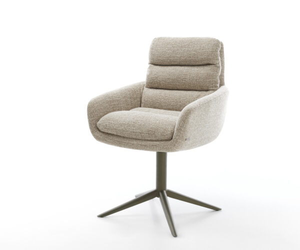 Étkezőszék Abelia-Flex karfás szövetszövet puha bézs kereszt láb titánszínű hatvan fokban forgatható billenő funkció