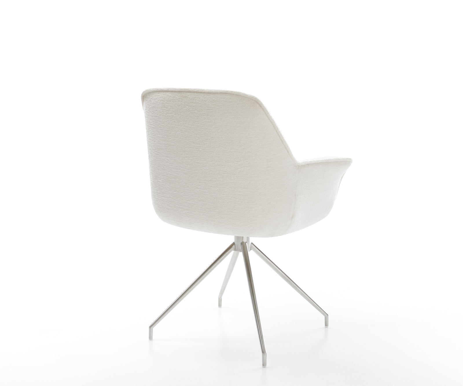 Étkezőszék Keila-Flex karfás bouclé puha bézs kereszt láb kúpos rozsdamentes acél - Image 5