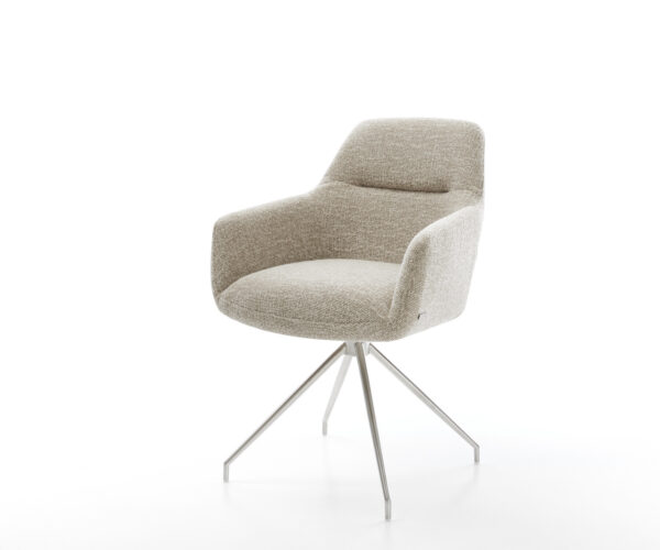 Étkezőszék Pejo-Flex szövött szövet puha bézs kereszt láb kúpos rozsdamentes acél zsákrugó