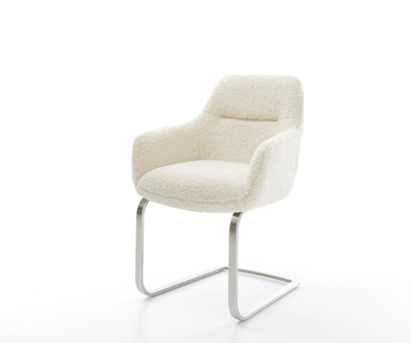 Étkezőszék Pejo-Flex teddy szövet bézs konzolos lapos rozsdamentes acél zsákrugós