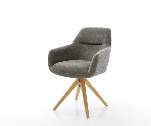 Étkezőszék Pejo-Flex bouclé puha sötét bézs fa láb szögletes természetes 180° forgatható zsákrugós