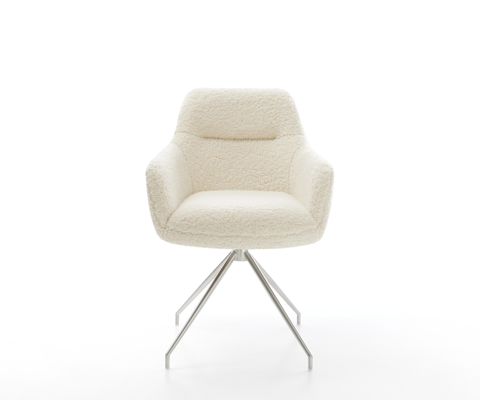 Étkezőszék Pejo-Flex teddy szövet bézs kúpos rozsdamentes acél kereszt láb zsákrugós - Image 2