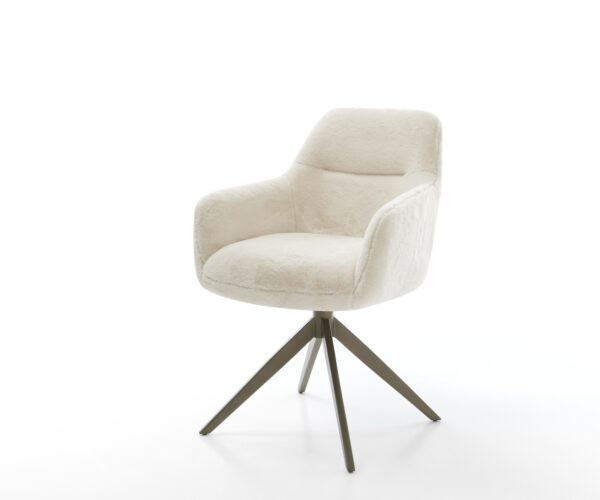 Étkezőszék Pejo-Flex plüss krémfehér kereszt láb széles titán színű hatvan fokban forgatható billenő zsákrugós