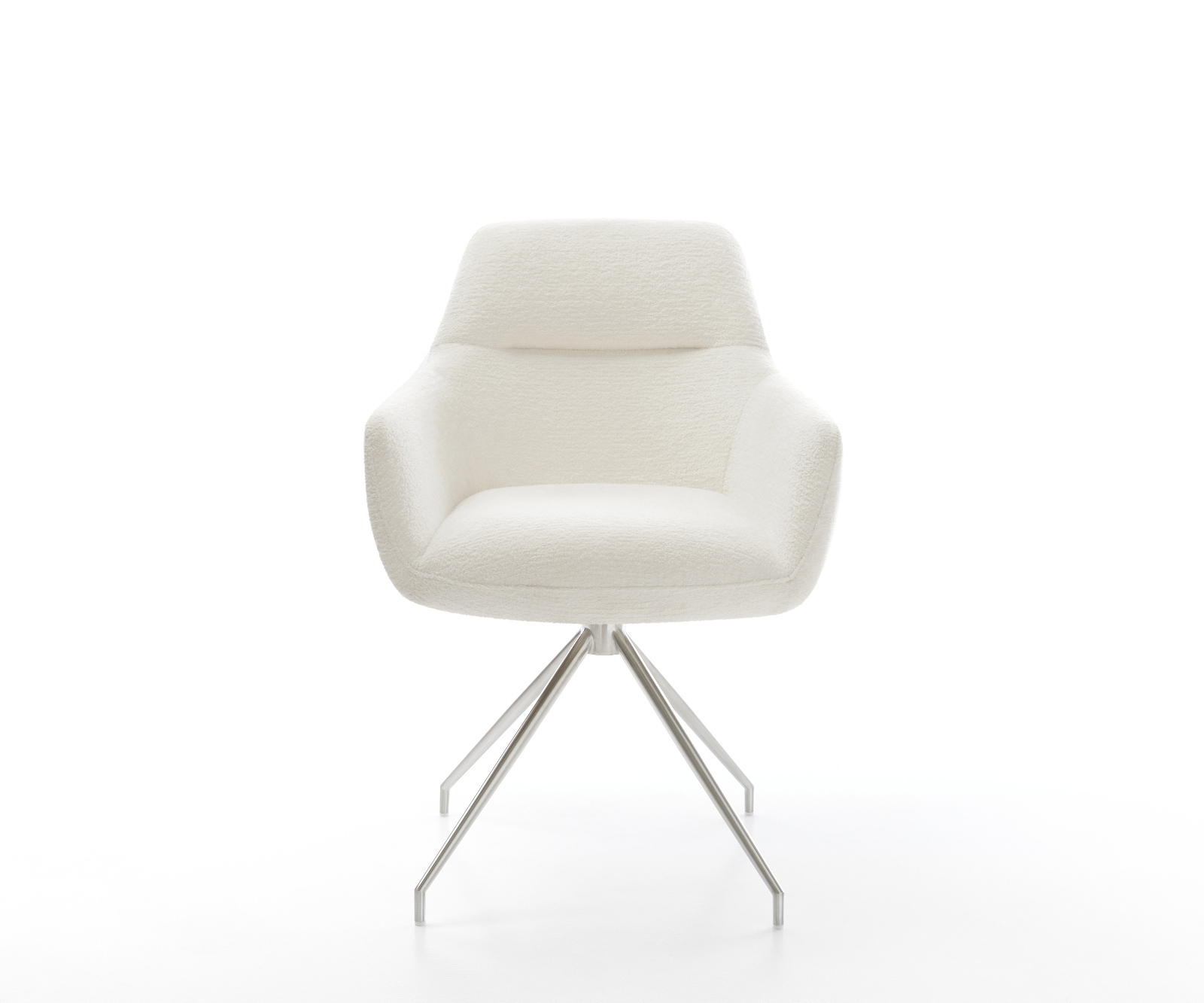 Étkezőszék Pejo-Flex bouclé puha bézs kereszt láb kúpos rozsdamentes acél zsákrugó - Image 2