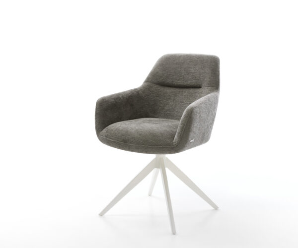 Étkezőszék Pejo-Flex bouclé puha sötét bézs kereszt láb széles fehér 360° forgatható billenő zsákrugós