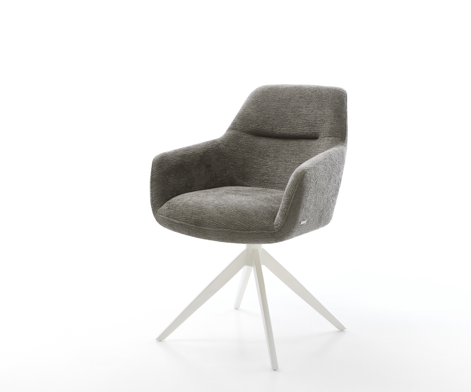 Étkezőszék Pejo-Flex bouclé puha sötét bézs kereszt láb széles fehér 360° forgatható billenő zsákrugós