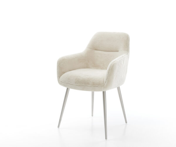 Étkezőszék Pejo-Flex plüss krémfehér 4 láb kúpos rozsdamentes acél zsákrugó