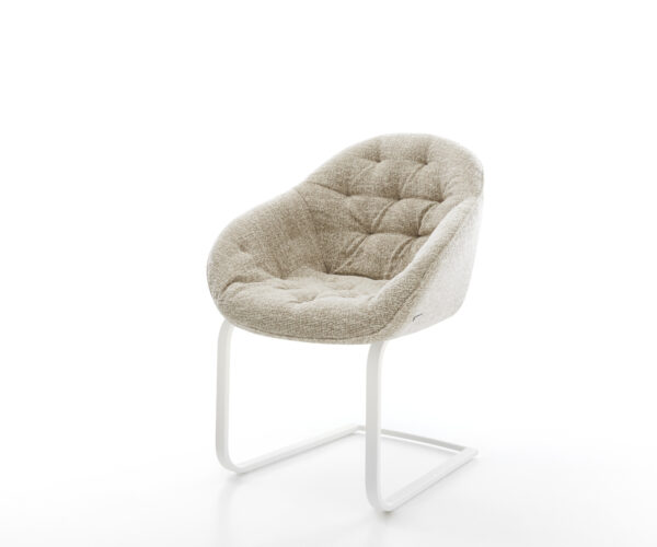 Étkezőszék Gaio-Flex szövött szövet puha bézs konzolos láb lapos fehér