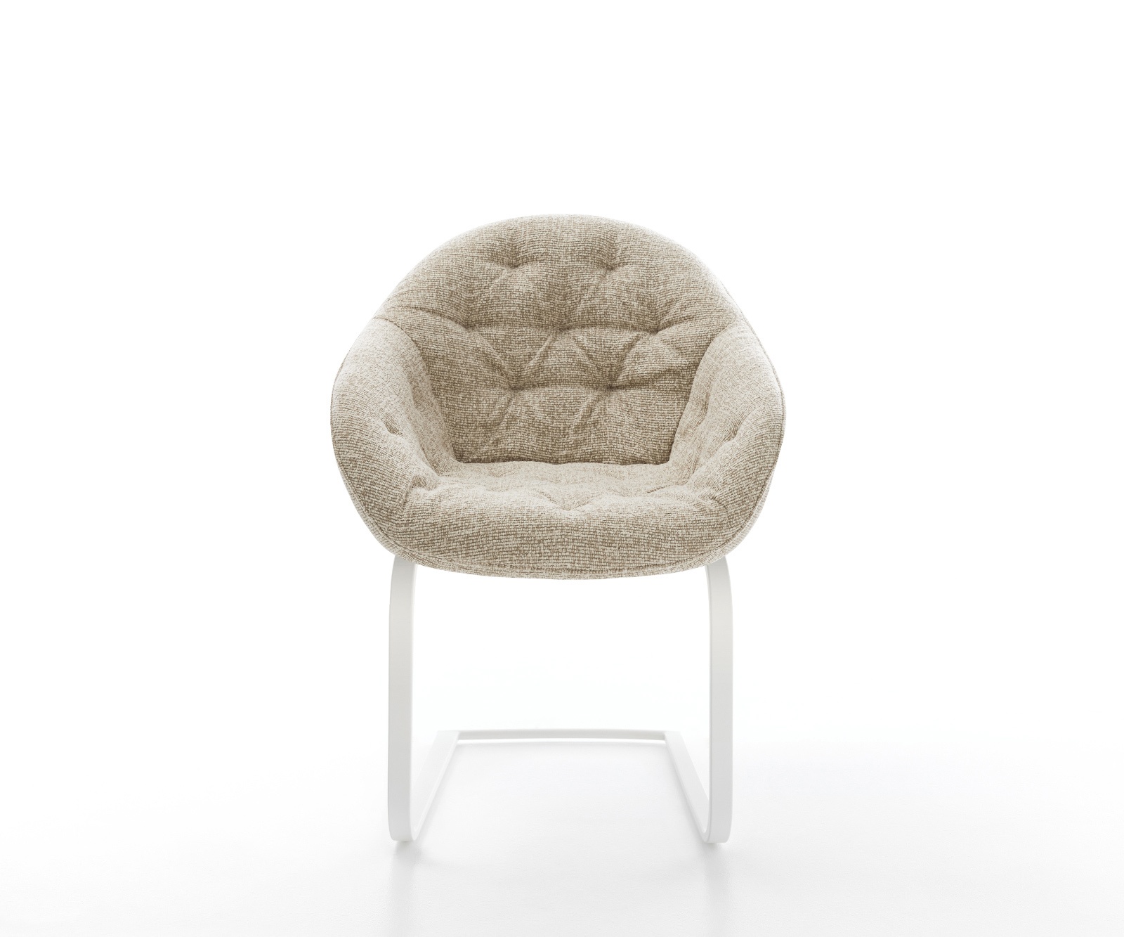 Étkezőszék Gaio-Flex szövött szövet puha bézs konzolos láb lapos fehér - Image 2