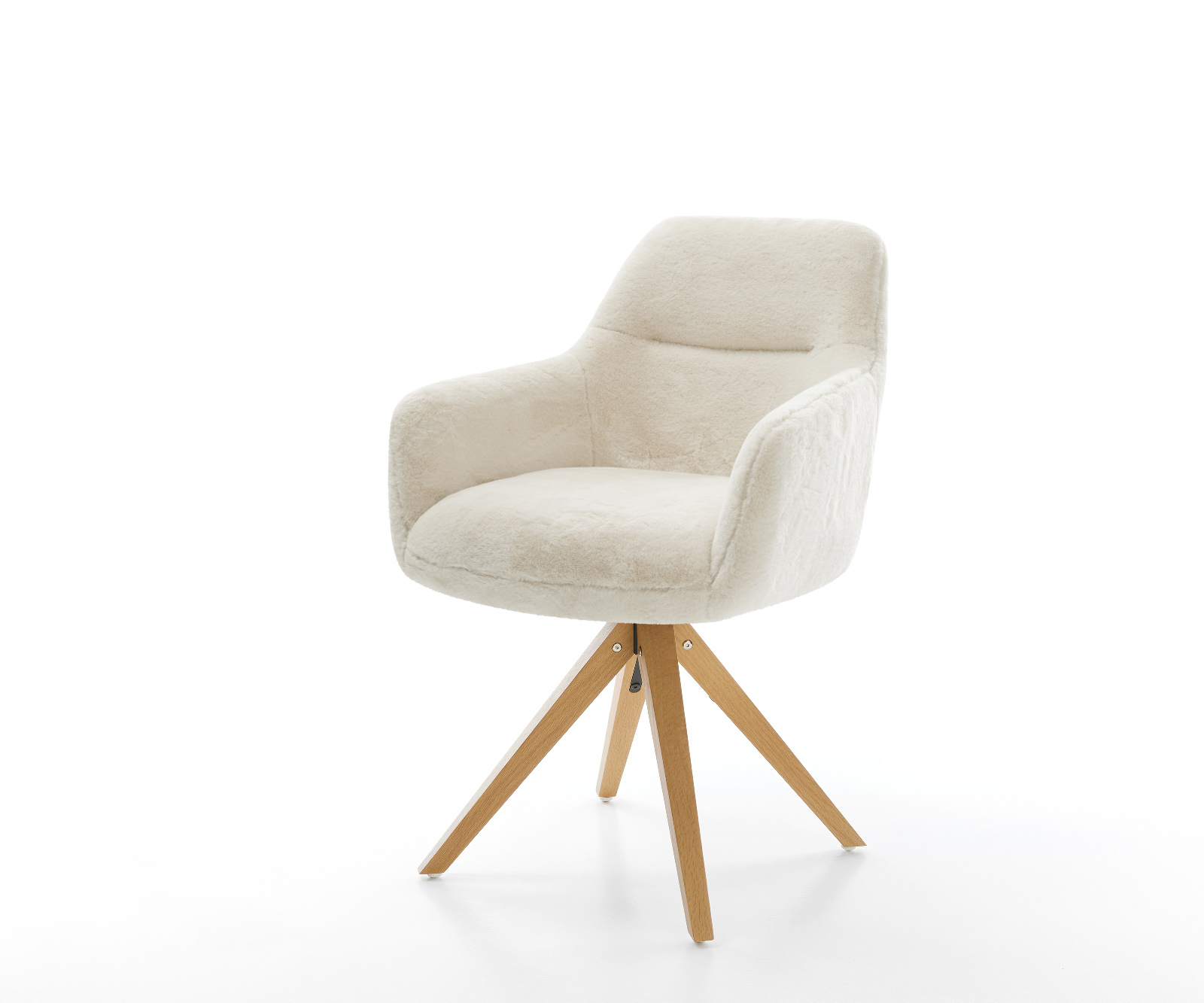 Étkezőszék Pejo-Flex plüss kordbársony krémfehér fa láb szögletes természetes 180° forgatható zsákrugós