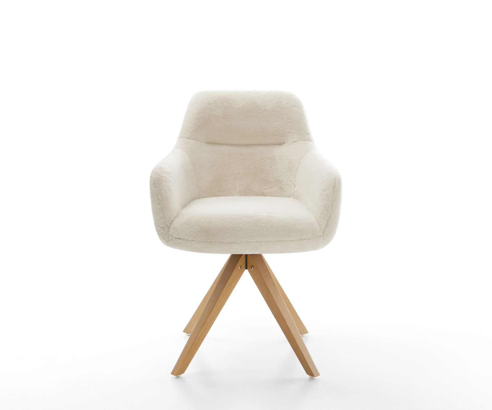 Étkezőszék Pejo-Flex plüss kordbársony krémfehér fa láb szögletes természetes 180° forgatható zsákrugós - Image 2