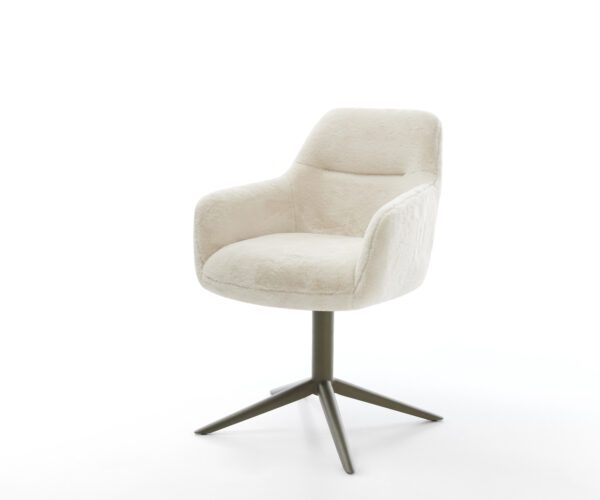 Étkezőszék Pejo-Flex plüss krémfehér kereszt láb titán színű 360° forgatható billenő zsákrugós