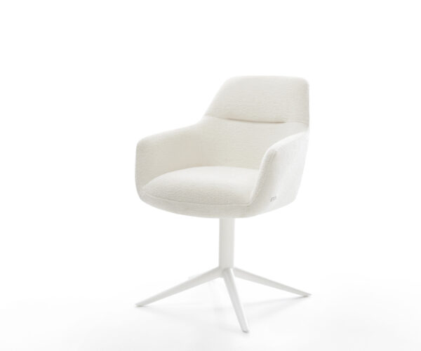 Étkezőszék Pejo-Flex bouclé puha bézs fehér kereszt láb 360° forgatható billenő zsákrugó