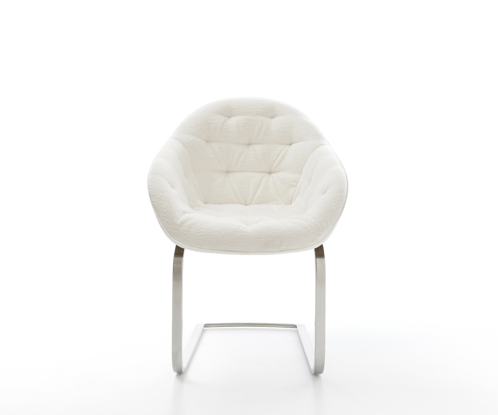 Étkezőszék Gaio-Flex bouclé puha bézs konzolos lapos rozsdamentes acél láb - Image 2