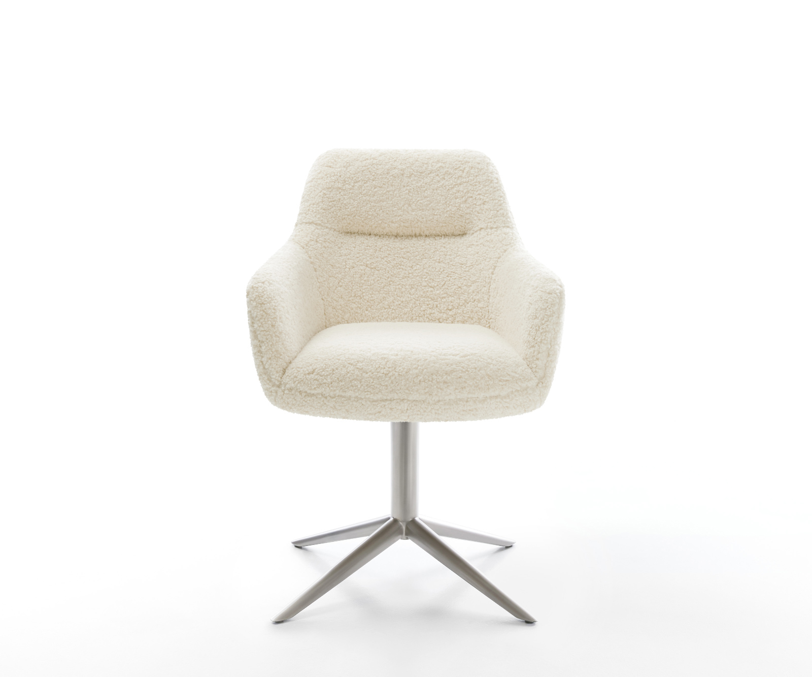 Étkezőszék Pejo-Flex teddy szövet bézs rozsdamentes acél kereszt láb 360° forgatható billenő zsákrugó - Image 2