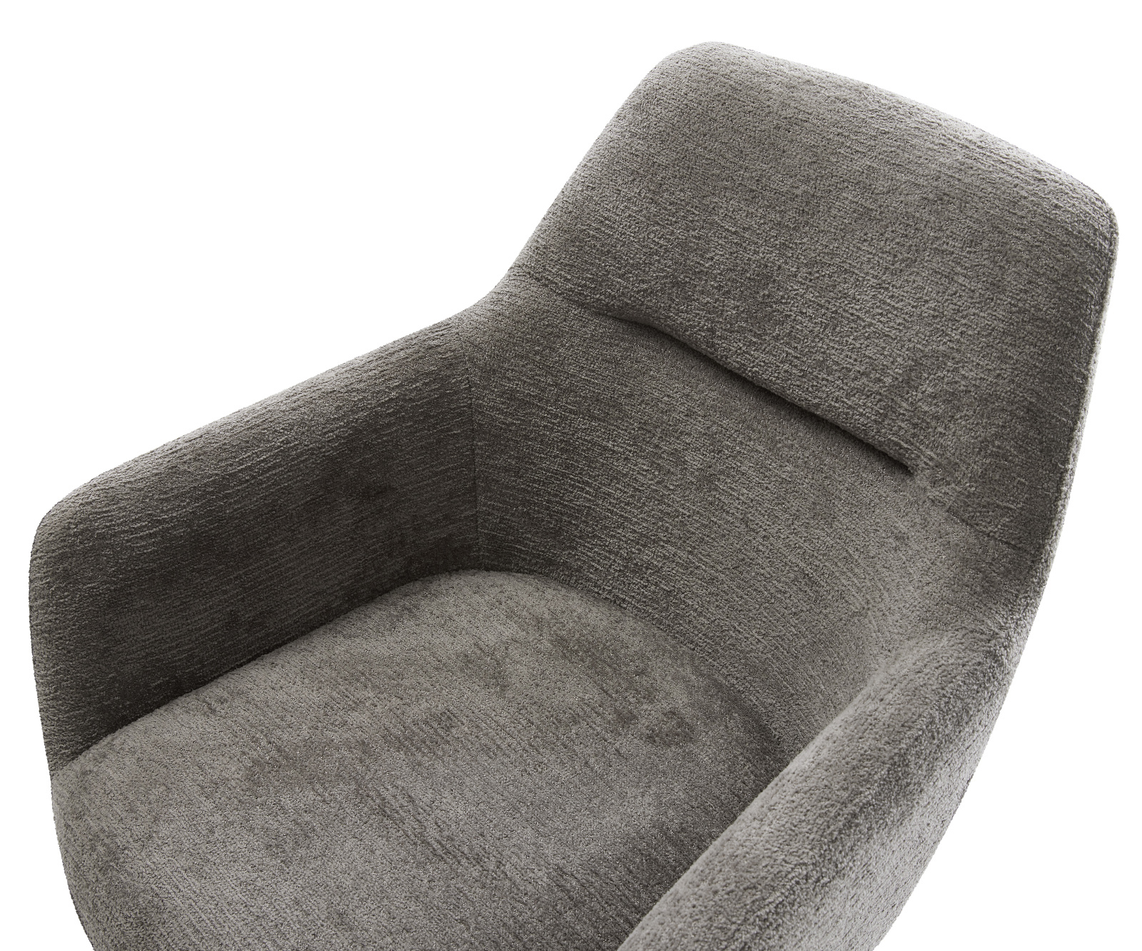 Étkezőszék Pejo-Flex bouclé puha sötét bézs kereszt láb széles titán színű 360° forgatható billenő zsákrugós matrac - Image 4