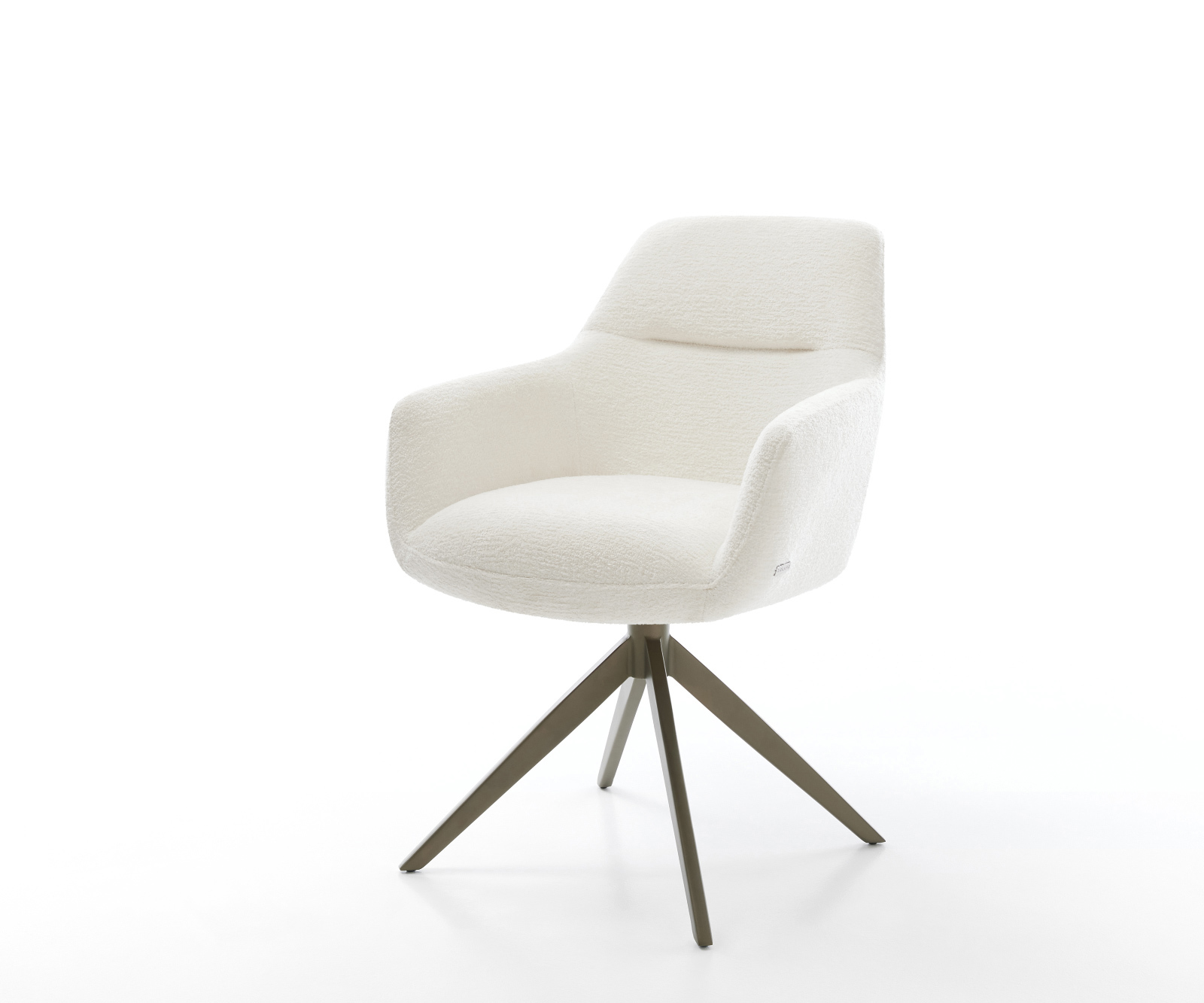 Étkezőszék Pejo-Flex bouclé puha bézs kereszt láb széles titán színű 360° forgatható billenő zsákrugós matrac